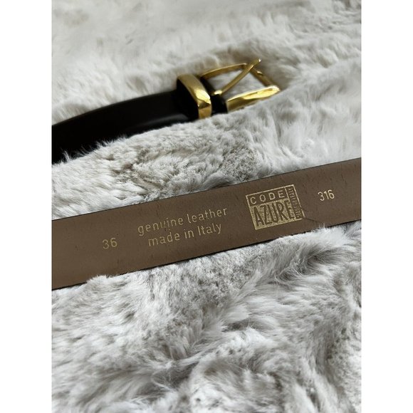 Code Azure Brown Leather Belt Made in Italy Size 36 Adornments Italy Unisex - Picture 4 of 5